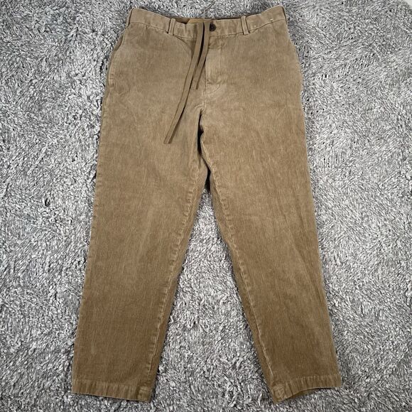 Uniqlo Corduroy Pants Men's Medium Brown Preppy Drawstring Chino Stretch Golf - Picture 1 of 7